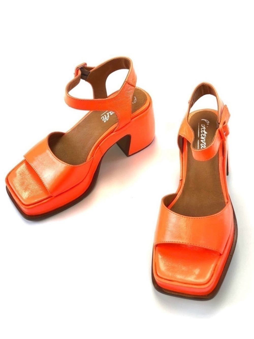 L’Intervalle neon orange platform sandal Size 39 Valtos Mod 70s Disco - Picture 14 of 14